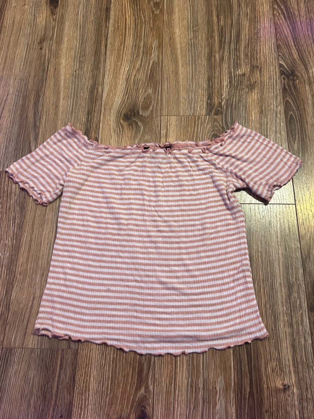 Off-Shoulder Pink Striped Women’s Top
